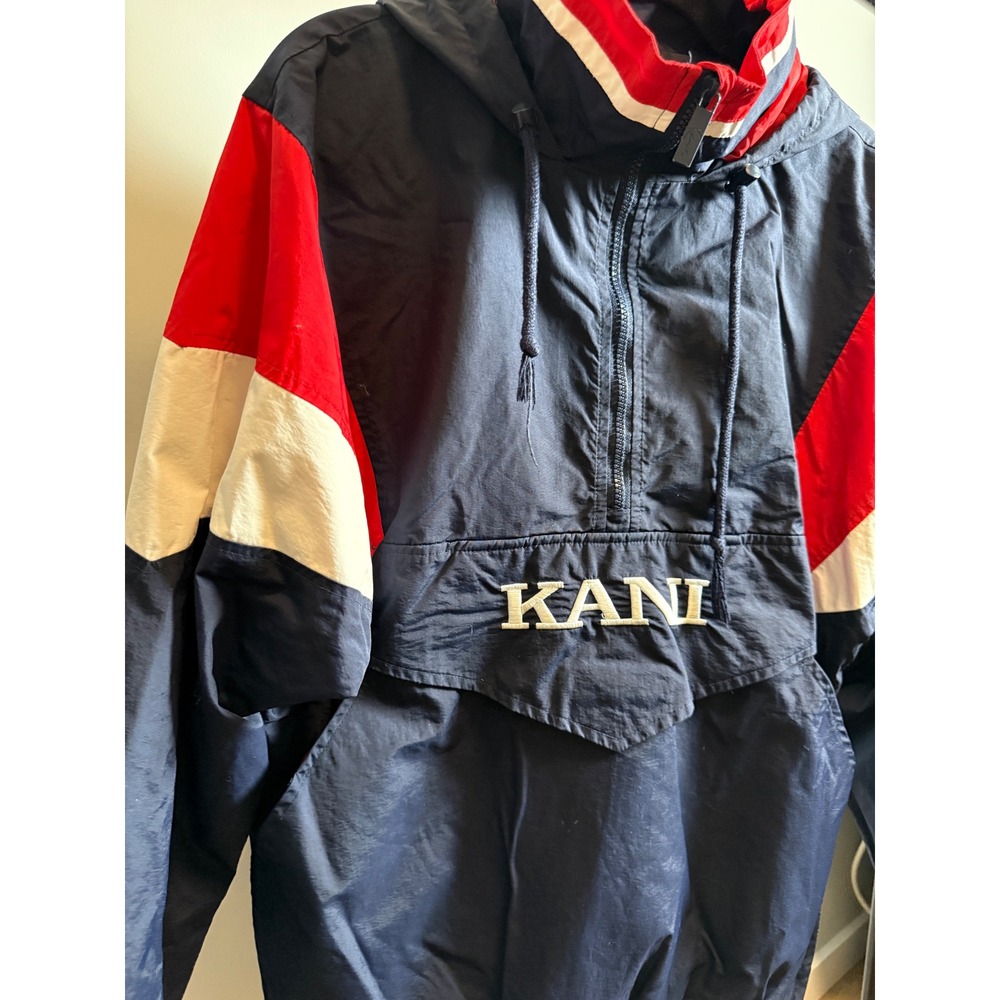 Karl Kani Mens Navy Red White Colorblock Half Zip Windbreaker Anorak Jacket M